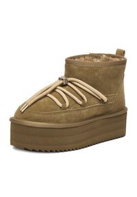 DeeZee Śniegowce W23Q11482 Khaki. Kolor: brązowy. Materiał: materiał
