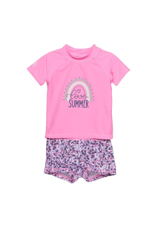 COLOR KIDS - Koszulka + szorty do pływania dziecięce Color Kids Set. Kolor: różowy