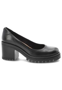 Czarne Półbuty Armodo Skórzane Obuwie Damskie Na Obcasie. Okazja: na co dzień, do pracy. Kolor: czarny. Materiał: skóra. Obcas: na obcasie. Styl: klasyczny, casual. Wysokość obcasa: średni #5