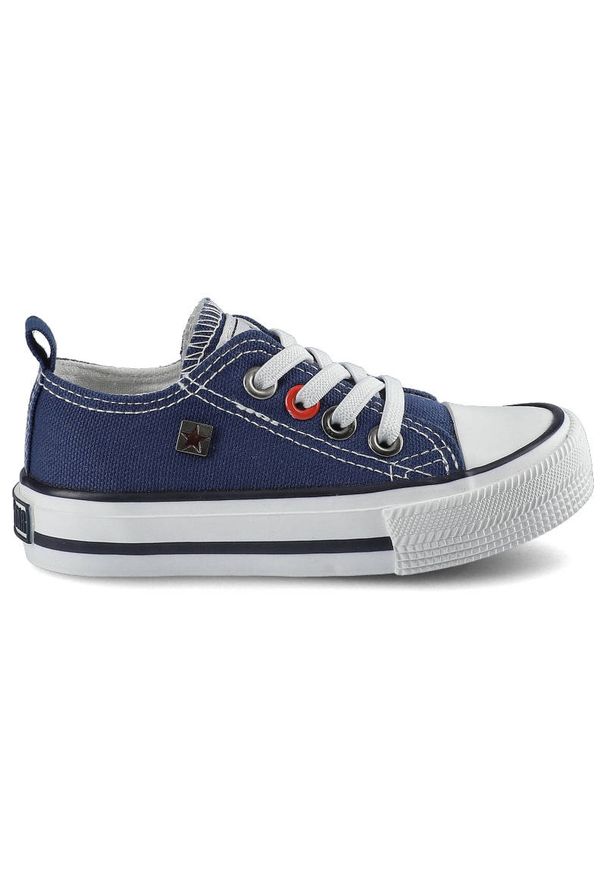 Big-Star - Granatowe Trampki Big Star Dziecięce Buty Wsuwane. Zapięcie: bez zapięcia. Kolor: niebieski. Materiał: guma, materiał. Szerokość cholewki: normalna. Wzór: aplikacja. Styl: elegancki
