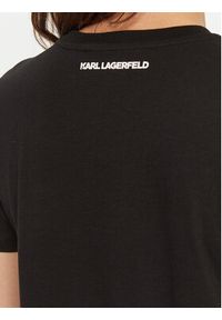 Karl Lagerfeld - KARL LAGERFELD T-Shirt A1W17131 Czarny Regular Fit. Typ kołnierza: dekolt w karo. Kolor: czarny. Materiał: bawełna