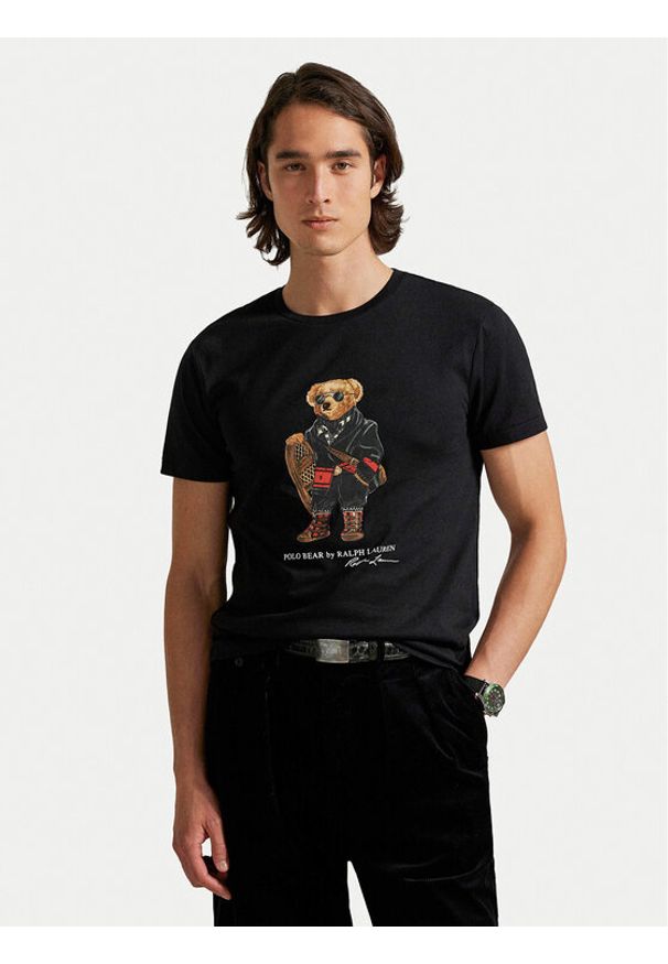 Polo Ralph Lauren T-Shirt 710P00094001 Czarny Custom Slim Fit. Typ kołnierza: polo. Kolor: czarny. Materiał: bawełna