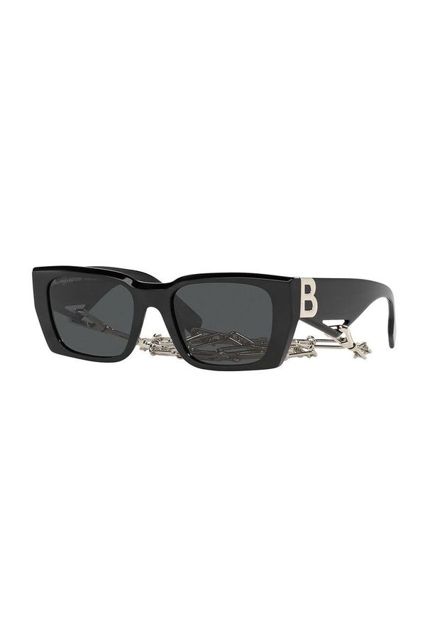 Burberry Okulary przeciwsłoneczne damskie kolor czarny. Kształt: prostokątne. Kolor: czarny