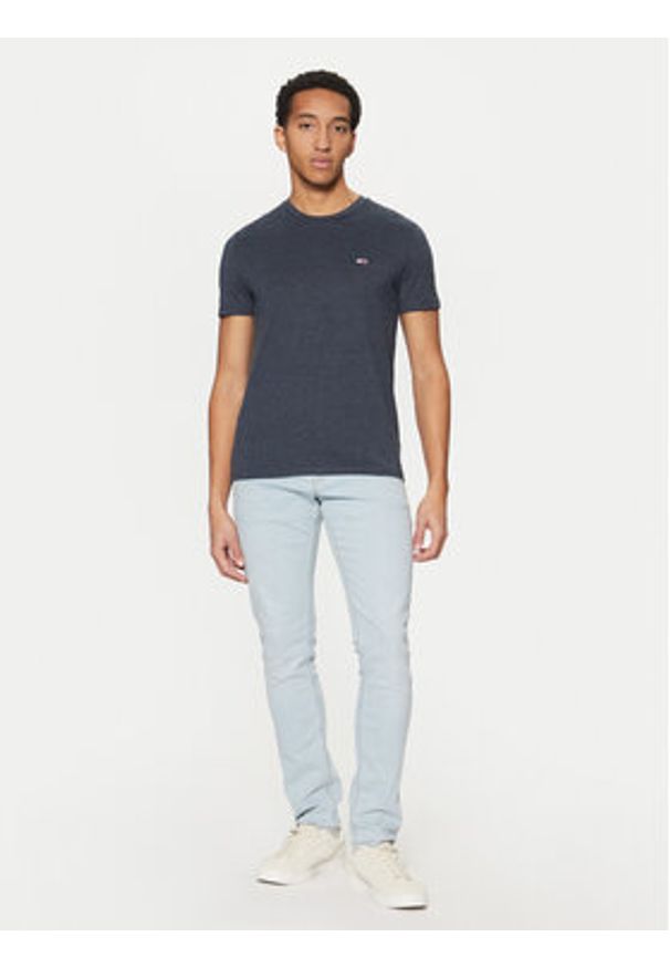 Tommy Jeans T-Shirt Jaspe DM0DM20363 Granatowy Slim Fit. Kolor: niebieski. Materiał: syntetyk