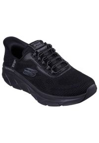 skechers - Męskie D'LUX WALKER 2.0 REZINATE Slip-On Czarny. Zapięcie: bez zapięcia. Kolor: czarny. Materiał: poliester, materiał