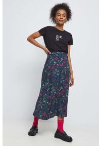 medicine - Medicine spódnica kolor granatowy maxi rozkloszowana. Kolor: niebieski. Materiał: tkanina #4