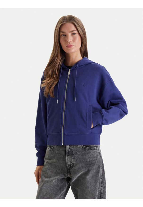 Calvin Klein Jeans Bluza Monogram LV047F208G Fioletowy Relaxed Fit. Kolor: fioletowy. Materiał: bawełna