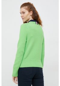 TOMMY HILFIGER - Tommy Hilfiger sweter damski kolor zielony. Kolor: zielony. Materiał: bawełna, dzianina. Długość rękawa: długi rękaw. Długość: długie #4