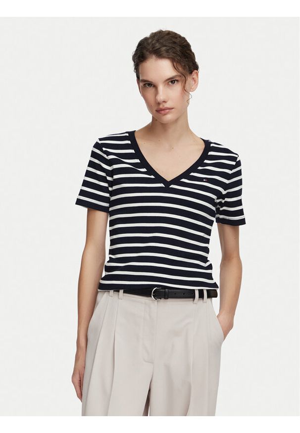 TOMMY HILFIGER - Tommy Hilfiger T-Shirt New Cody WW0WW40584 Granatowy Slim Fit. Kolor: niebieski. Materiał: bawełna