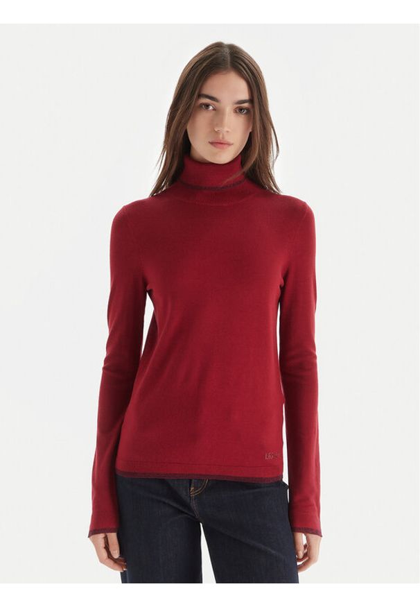 Liu Jo Golf MF5229 MS49I Bordowy Regular Fit. Typ kołnierza: golf. Kolor: czerwony. Materiał: wiskoza