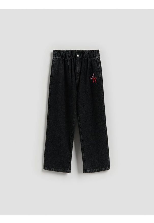 Reserved - Jeansy baggy fit z prostą nogawk - czarny. Kolor: czarny