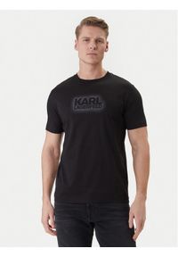 Karl Lagerfeld - KARL LAGERFELD T-Shirt 755060 562242 Czarny Regular Fit. Typ kołnierza: dekolt w karo. Kolor: czarny. Materiał: bawełna #1