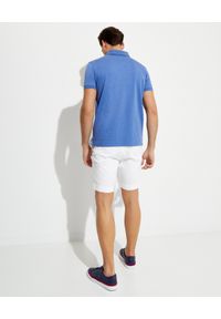 Ralph Lauren - RALPH LAUREN - Niebieska koszulka polo Custom Slim Fit. Typ kołnierza: polo. Kolor: niebieski. Materiał: bawełna, prążkowany. Wzór: haft, kolorowy #2