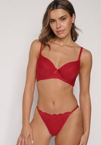 Born2be - Bordowy Klasyczny Biustonosz o Gładkim Wykończeniu Lamisa. Kolor: czerwony. Wzór: gładki #4