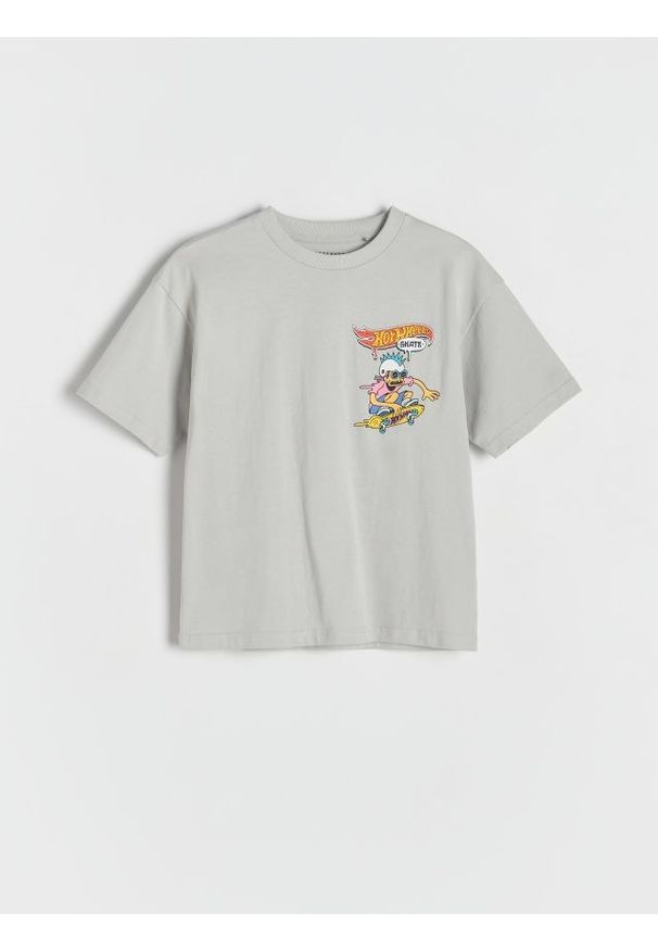 Reserved - T-shirt Hot Wheels - jasnoszary. Kolor: szary. Materiał: bawełna, dzianina
