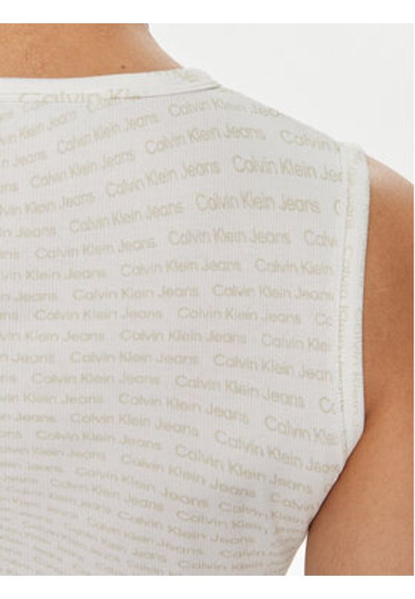 Calvin Klein Jeans Top J20J223163 Biały Slim Fit. Kolor: biały. Materiał: bawełna