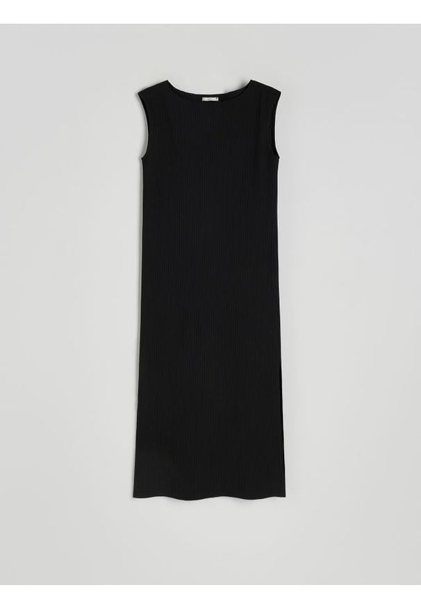 Reserved - Sukienka midi - czarny. Kolor: czarny. Materiał: dzianina, prążkowany. Długość: midi