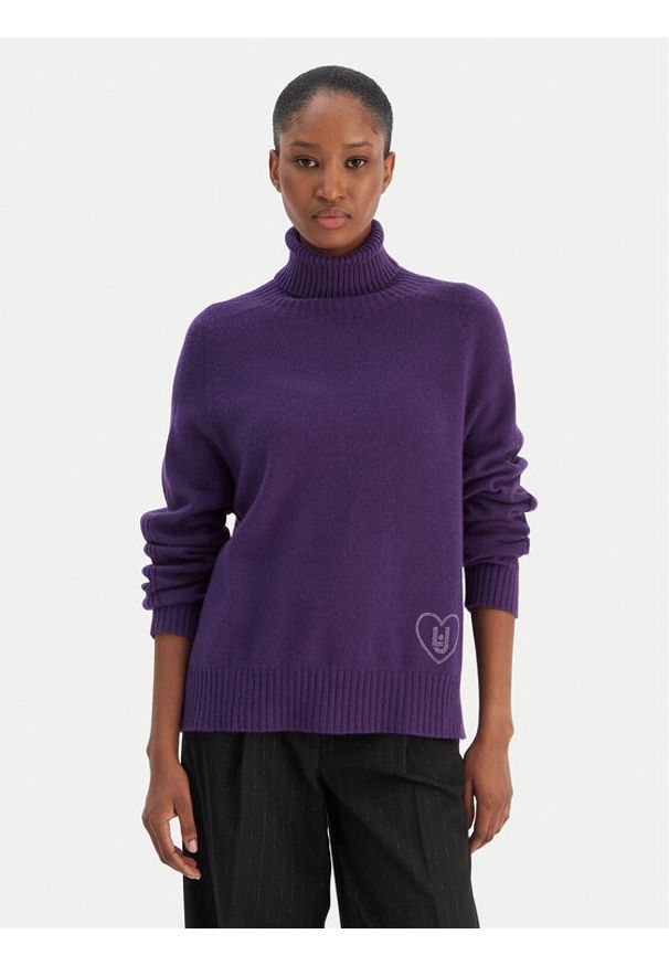 Liu Jo Golf MF5445 MS76L Fioletowy Regular Fit. Typ kołnierza: golf. Kolor: fioletowy. Materiał: wełna, wiskoza, syntetyk