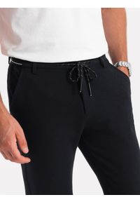Ombre Clothing - Dzianinowe spodnie męskie z gumką w pasie - czarne V4 OM-PACP-0116 - XXL. Kolor: czarny. Materiał: dzianina #2