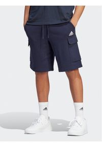 Adidas - adidas Szorty sportowe Essentials HA4339 Granatowy Regular Fit. Kolor: niebieski. Materiał: bawełna. Styl: sportowy #1