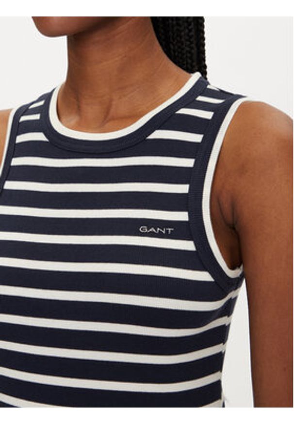 GANT - Gant Sukienka dzianinowa 4201531 Granatowy Slim Fit. Kolor: niebieski. Materiał: bawełna