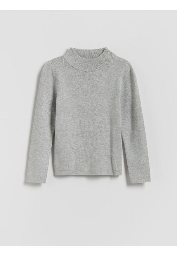 Reserved - Gładki sweter z wiskozy - jasnoszary. Kolor: szary. Materiał: wiskoza. Wzór: gładki