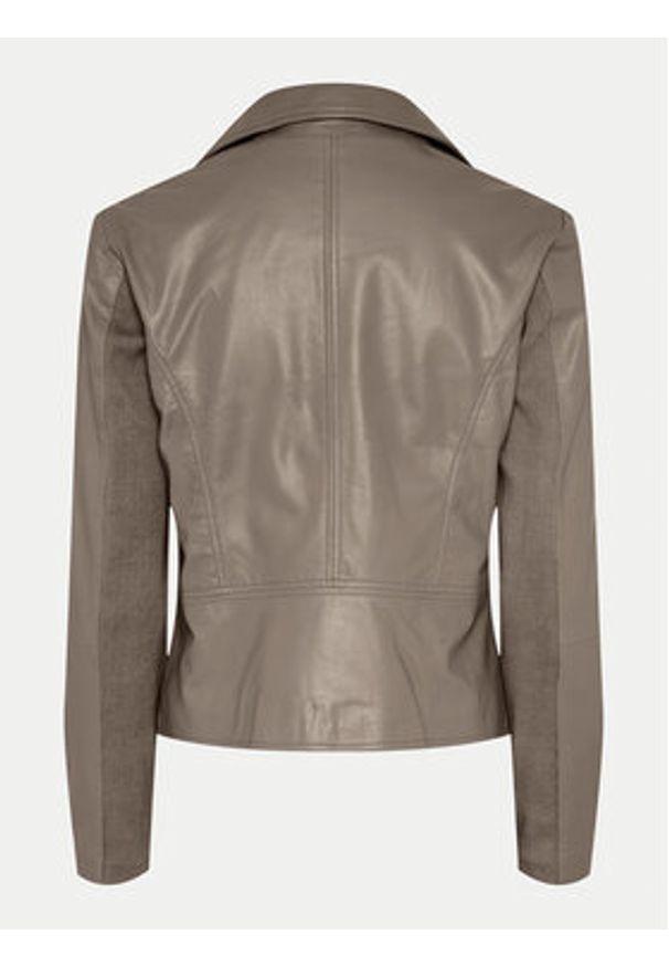 YAS Kurtka skórzana Sophie 26018510 Szary Regular Fit. Kolor: szary. Materiał: skóra