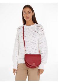 TOMMY HILFIGER - Tommy Hilfiger Torebka Th Chic Saddle Bag AW0AW14862 Bordowy. Kolor: czerwony. Materiał: skórzane #5