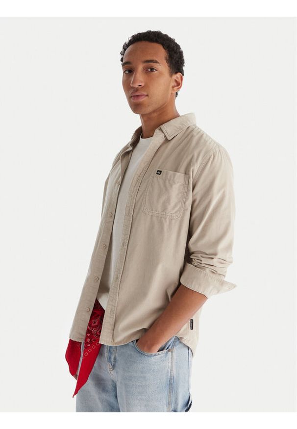 Quiksilver Koszula Smoke Trail EQYWT04652 Beżowy Regular Fit. Kolor: beżowy. Materiał: bawełna