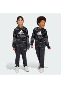 Adidas - Zestaw Essentials Allover Print Hoodie Kids. Kolor: szary, biały, brązowy, czarny, wielokolorowy. Materiał: materiał. Wzór: nadruk