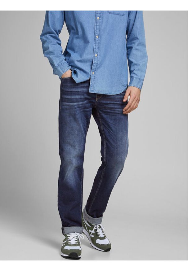 Jack & Jones - Jack&Jones Jeansy Clark 12177444 Granatowy Regular Fit. Kolor: niebieski