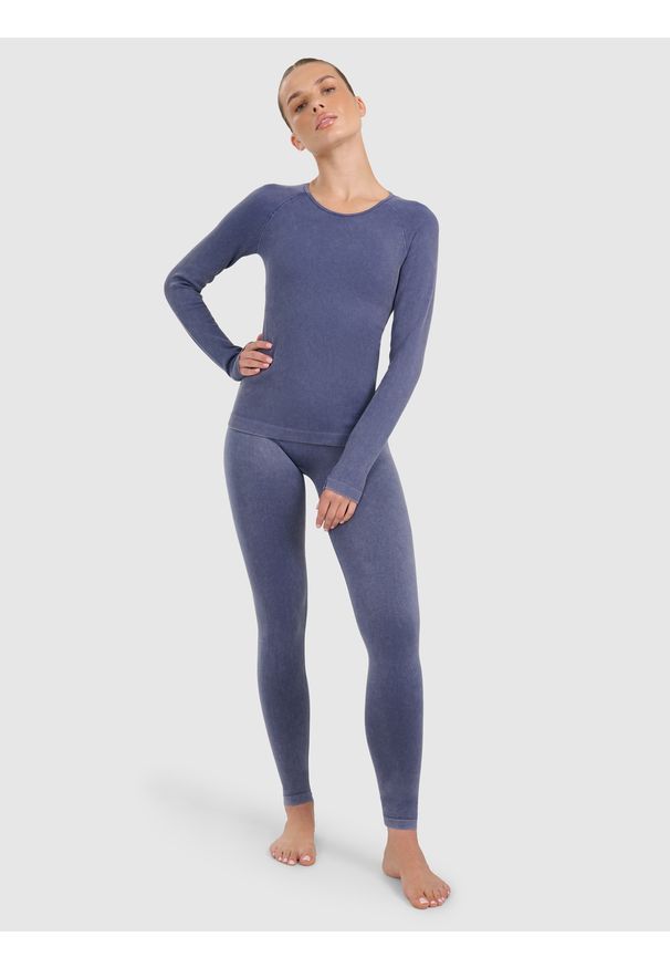 4f - 4F Longsleeve slim do jogi i pilatesu szybkoschnący damski - granatowy XS/S. Kolor: niebieski. Materiał: prążkowany, dzianina, materiał, syntetyk, włókno. Długość rękawa: długi rękaw. Sport: joga i pilates