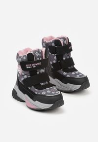 Born2be - Szare Śniegowce w Kwiatki z Sercem i Napisem Alwedina. Okazja: na co dzień. Kolor: szary. Materiał: jeans. Wzór: napisy, kwiaty. Sezon: zima. Styl: casual, elegancki #4