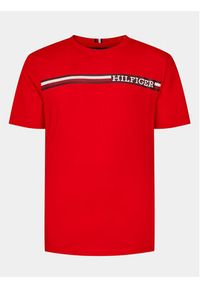 TOMMY HILFIGER - Tommy Hilfiger T-Shirt Monotype MW0MW33688 Czerwony Regular Fit. Kolor: czerwony. Materiał: bawełna #4