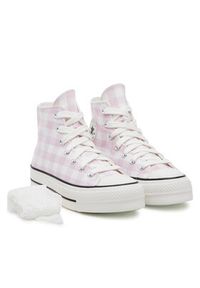 Converse Trampki Chuck Taylor All Star Lift Platform Gingham A13663C Różowy. Kolor: różowy. Materiał: materiał. Obcas: na platformie #4