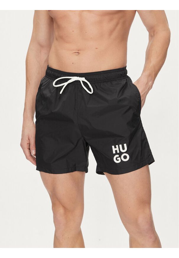 Hugo Szorty kąpielowe Paol 50510190 Czarny Regular Fit. Kolor: czarny. Materiał: syntetyk