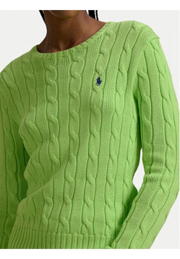 Polo Ralph Lauren Sweter 211971869504 Zielony Slim Fit. Typ kołnierza: polo. Kolor: zielony. Materiał: bawełna