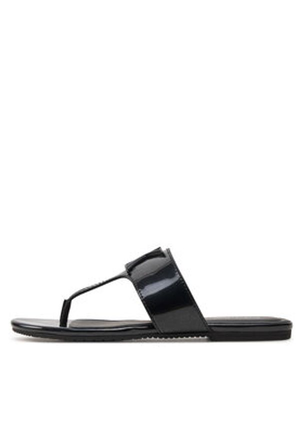 Calvin Klein Jeans Japonki Flat Sandal Slide Toepost Mg Met YW0YW01342 Czarny. Kolor: czarny. Materiał: skóra
