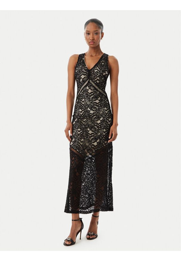 Guess Sukienka koktajlowa W5GT37 KCS90 Czarny Slim Fit. Kolor: czarny. Materiał: syntetyk, bawełna. Styl: wizytowy