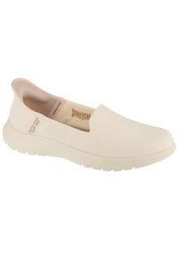 skechers - Buty do chodzenia damskie, Slip-Ins On The Go Flex - Camellia. Kolor: biały. Materiał: materiał, syntetyk. Sport: turystyka piesza