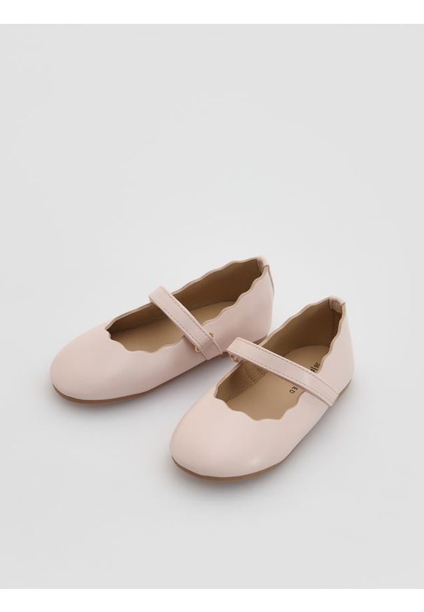 Reserved - Baleriny z imitacji skóry - pastelowy róż. Kolor: różowy. Materiał: skóra