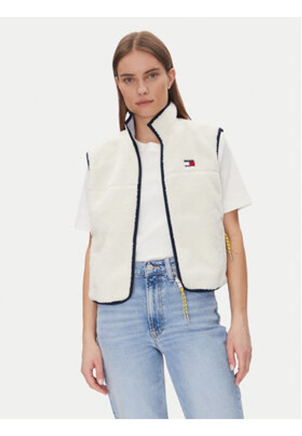 Tommy Jeans Bezrękawnik Tjw Reversible Teddy Vest DW0DW20233 Błękitny Regular Fit. Kolor: niebieski. Materiał: syntetyk. Długość rękawa: bez rękawów
