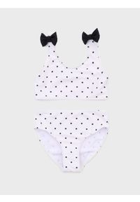 Sinsay - Dwuczęściowy strój kąpielowy w groszki z kokardkami - kremowy. Kolor: kremowy. Wzór: grochy #1