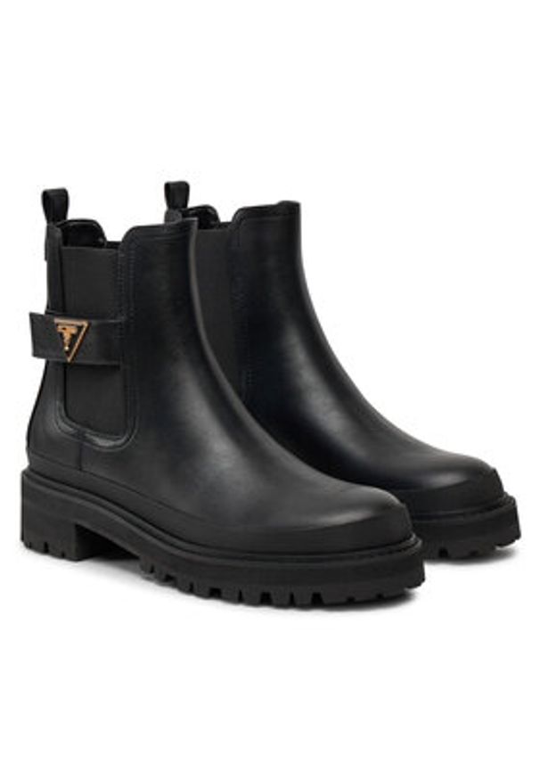 Guess Botki Bensly FLFBEN ELE10 Czarny. Kolor: czarny. Materiał: skóra