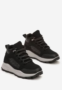 Born2be - Czarne Botki Typu Sneakersy na Grubej Podeszwie Isalore. Okazja: na uczelnię, na co dzień. Kolor: czarny. Materiał: jeans. Wzór: kolorowy. Styl: sportowy, casual, elegancki #3