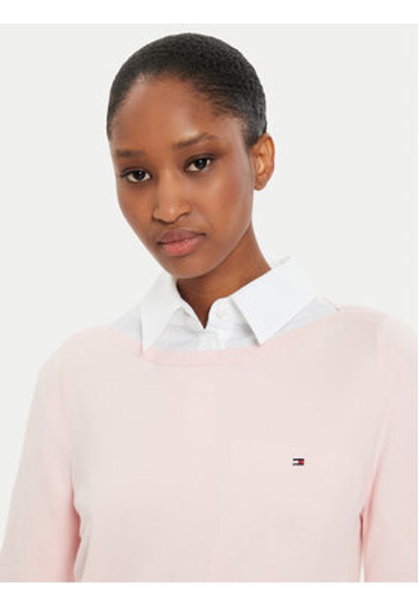 TOMMY HILFIGER - Tommy Hilfiger Sweter WW0WW40099 Różowy Regular Fit. Kolor: różowy. Materiał: bawełna, syntetyk