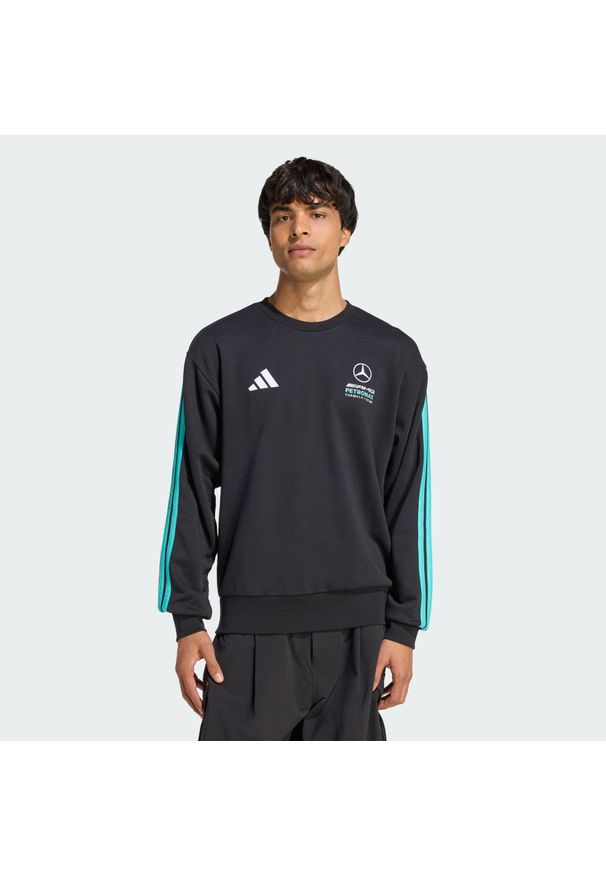 Adidas - Bluza Dresowa Mercedes-Amg Petronas Formula 1 Team Dna. Kolor: niebieski, wielokolorowy, czarny. Materiał: dresówka. Długość rękawa: długi rękaw. Sport: fitness