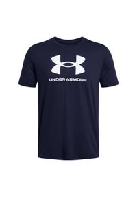 Under Armour - T-shirt Męski Logo Sportstyle. Kolor: niebieski. Sport: turystyka piesza