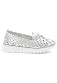 Białe Półbuty S.Barski Eleganckie Obuwie Damskie. Okazja: na co dzień. Kolor: biały. Materiał: jeans. Sezon: wiosna, lato. Styl: elegancki
