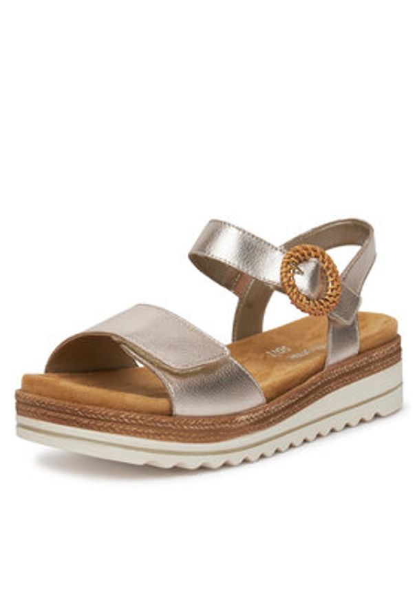 Remonte Sandały D0Q52-31 Złoty. Kolor: złoty. Materiał: skóra